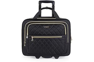 bagsmart Rollable Laptop Bag for Women Rolling Briefcase for 15.6 Inch Laptops, Underseat Carry On Luggage with Wheels, Rolling Computer Bag with TSA Lock