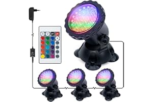 GreenSun Eclairage Bassin Eclairage Piscine - Projecteur Piscine LED Submersibles imperméables RGB Lampe spot, Eéglable IP68 Étanche Lampe Lumières pour Extérieur, Jardin, Piscine, Étang