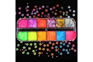 Maxtonser Fiocchi olografici glitterati a forma di stelle fluorescenti che si illuminano al buio in resina epossidica per riempire gioielli