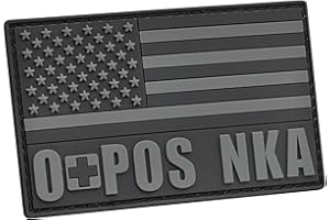 2AFTER1 Blackout USA America Flag OPOS O+ O POS NKA Blood Type No Known Drug Allergies Tactical PVC Rubber Patch