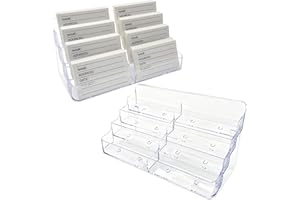 Toowood 2 Pcs Business Card Holder, 8 Pocket Clear Desktop Stand & Organizer for Vertical Display, Elegant Name Card Holder for Office Desk or Home