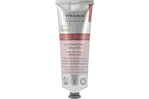 ‎TITANIA TITANIA Hornhaut Killer Fußcreme, Peeling-Effekt – Intensiv glättend mit Urea, Salicylsäure & Milchsäure – Naturkosmetik, Vegan, mikroplastikfreie Rezeptur, 75 ml Aluminiumtube