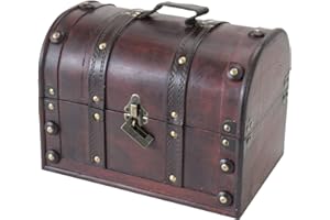 HMF 6404-130 Drewniana skrzynia na skarby z zamkiem, 30 x 20 x 22 cm, mała, Włochy