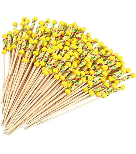 Pics à Cocktail En Bois Avec Perle Rouge - Lot De 100 Pour Buffet, Apéro, Mariage