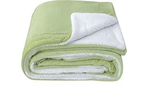 SOCHOW Waffle Sherpa Fleece Throw Blanket, Super Soft Fuzzy Warm, Lightweight Fluffy Reversible Plush Blanket for Bed Sofa Couch, 228cm×228cm Lime Green
