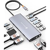NOVOO 14-en-1 Docking Station Double Moniteur, Hub USB C vers Dual HDMI, Displayport, Ethernet RJ45, 100W PD, USB 3.0/2.0, SD