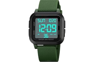 Forrader, Orologio digitale da uomo, sportivo, impermeabile, con retroilluminazione a LED, sveglia, conto alla rovescia, doppio fuso orario, cronometro, 12/24 ore, per uomini, donne, adolescenti