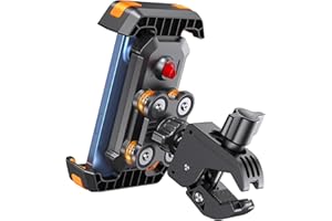 KZOMKZOO Support Telephone Moto, Support Telephone Velo [Double Anti-Vibration + Rotule Métallique]-Guidon Rotation 360° four iPhone 16 15 Pro/Samsung S24 S23 Ultra(4,7-7,2''Smartphone Porte Telephone Moto)