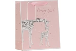 Partisan Products Pink Giraffe Baby Girl Gift Bag With Gift Tag Newborn Baby Shower Medium