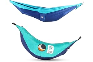 ‎TICKET TO THE MOON King Size Parachute Hammock - Original Since 1996 | Royal Blue/Turquoise | Large and Comfortable | 320 x 230 cm, Only 700 g | Quick Assembly < 1 min | Camping Hammock