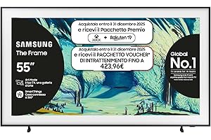 Samsung Smart TV 55'' QE55LS03FAUXZT QLED 4K, NQ4 AI Gen2 Processor, 4K AI Upscaling, Art Mode, Matte Display, Dolby Atmos & OTS Lite, Modern Frame Design, 2025