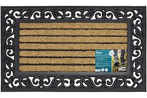 JVL Karina Heavy Duty Rubber Coir Door Mat, Fabric, Brown, 45 x 75 cm