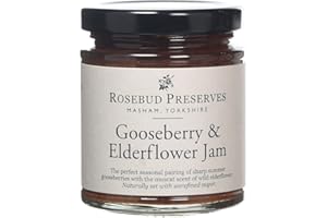Rosebud Preserves | Gooseberry and Elderflower Jam | Vegan and Vegetarian | Gluten and Allergen Free | Wild Ingredients | Sharp Summer Taste | 227 g