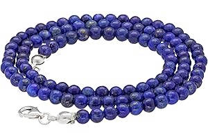 Lebensquelle Plus Edelstein Kugelkette + 925 Silber Verschluss | Ø 4mm Kugeln Karabinerverschluss 45cm lang | Hochwertige Kette