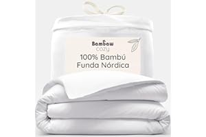Bambaw Funda Nórdica Bambú 260x240 cm, Funda Nórdica Cama 180/200 cm, Sabanas Transpirables Antiacaros y Antialergicas, Sabanas Bambu Térmicas Que Controlan la Temperatura (Blanco)