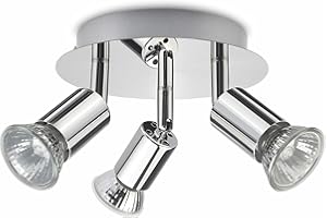 ROMKE Round 3 Way Adjustable Ceiling Spotlight, GU10 LED Ceiling Light Rotatable for Bedroom, Living Room and Kitchen, GU10 Bulb Not Included