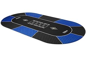 POKEO Tapis Poker 180x90 cm Deluxe Bleu - Tapis de Poker - Tapis de Cartes à Jouer - Tapis de Jeux de Cartes - Poker Tapis