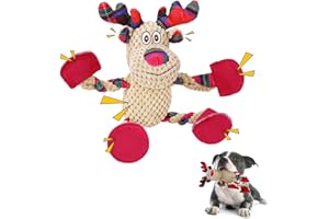 Lvefyti Hundespielzeug Weihnachten,Elch Hundespielzeug Quietschend,Interaktives Rentier Welpenspielzeug,Plüsch Hunde Spielzeug für Kleine, Mittel und Große Hunde