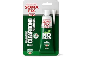 PROFESSIONAL SOMA FIX No Nails - All Purpose Adhesive, Mounting Adhesives for Interior, Insant Grab Adhesive for Wood, Ceramic, Metal, PVC, Tiles - Waterbased, Solvent Free & Odourless - 50ML (Tube)