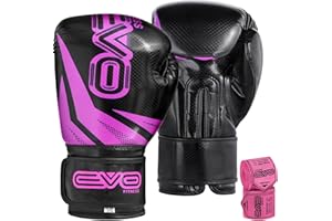EVO Fitness Ladies GEL Rex Leather Boxing Gloves Punch Bag MMA Muay Thai Martial Arts Kick Boxing Sparring Women Training