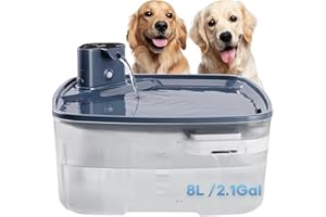 Fontaine à Eau sans Fil Kittyspout pour Chiens, Fontaine à Eau pour Chats avec détecteur de Mouvement, 8 L pour Grands Chiens, Batterie Rechargeable intégrée de 5000 mAh（Transparent）