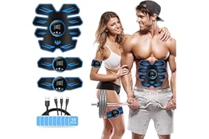 YOUKK Bauchmuskel-Gürtel Bauchmuskeltrainer Effektiver EMS Trainingsgerät USB Wiederaufladbar Muskelstimulator bauchtrainermit 8 Modi & 19 Intensitäten