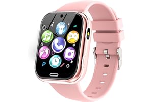 Igreeman Smartwatch Bambini-Orologio Telefon per Ragazza e Ragazzo con 19 Giochi Contapassi SOS Fotocamere Musica Torcia Audiolibro Sveglia -Orologio Intelligente per Bambina 4-12 Anni Regalo(Rosa)