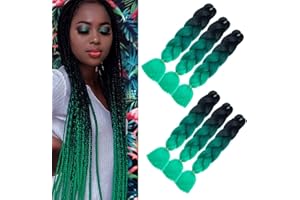 SHANGXIU capelli per treccine africane 6 Pezzi Jumbo Treccia Estensione Dei Capelli 24 "Afro braiding hair Per Crochet Treccia (Nero Verde)