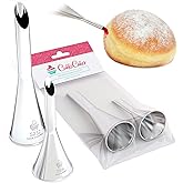 CukkiCakes Set of 2 Piping Nozzles for Filling Doughnuts (Berliner) (6 snd 8 mm Opening), Nozzles Compatible With Piping Bag,