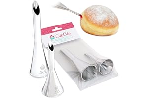 CukkiCakes Jeu de 2 Douille à pâtisserie pour remplir les éclair, cupcakes, muffins, beignets, gâteaux, profiteroles (ouverture de 6 et 8mm) - Compatible avec poche à douille - Made in Korea