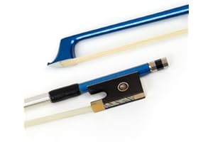 Kmise Violin Bow 4/4 Blue Carbon Fiber Bows for Fiddle Round Stick with Mongolian Horse Hair Ebony Frog Silver Wire Winding for Beginner Practice