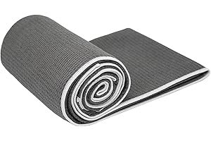 Hot Yoga Towel - Shandali Stickyfiber Yoga Towel - Mat-Sized, Microfiber, Super Absorbent, Anti-slip, Injury Free, 24" x 72" - Best Bikram Yoga Towel (Gray, Standard)