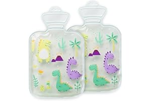 Navaris Set 2x Borsa Acqua Calda Termica per Bambini +2 Anni - Design Dinosauri - Cuscinetto Termico Gel Caldo/Freddo - Cooling Bag 18x11,4cm