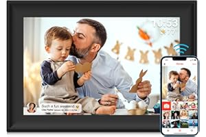 YENOCK Cornice digitale Wi-Fi da 10,1 pollici, cornice digitale con sensore di movimento, rotazione automatica, memoria integrata da 32 GB, 1280 x 800 cm, touchscreen, condividi momenti istantaneamente