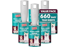 MEIQIHOME Lint Rollers for Pet Hair Extra Sticky, 660 Sheets Value Set Lint Roller with 3 Upgraded Handles, 6 Rollers Portable Pet Lint Remover for Clothes, Furniture, Carpet, Dog & Cat Hair Removal