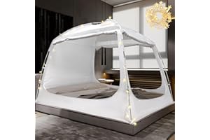 RIYDH Bed Tent Bed Canopy for Adult and Kids- Portable Sleeping Tents Indoor Dream Tents 70% Blackout with String Light 3 Doors Breathable Privacy Space Tents