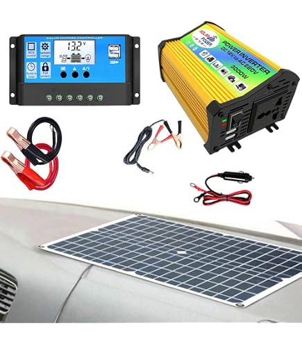 Voiakiu Kit Panneau Solaire Complet 3000W - Système Alimentation Solaire Camping-Car Et Maison Avec Onduleur Et Ports USB