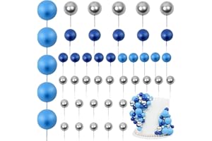 LARDUX 45 PCS Ball Cake Toppers - Baking Cake Decorations DIY Mini Balloon Cupcake Insert for Boys Kids Birthday Party Baby Shower Wedding - Navy Blue