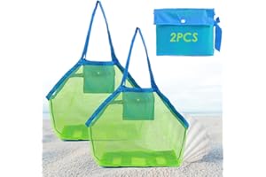 LGZIN Bolsa Playa Juguetes, 2pcs Bolsa de Malla de Playa, Bolsa de Juguete de Playa, Bolsa de Almacenamiento de Juguetes de Arena, Bolsa de playa de malla grande, Bolsa Plegable Malla de Playa