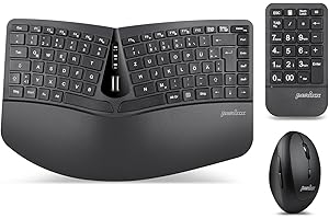 ‎PERIXX Perixx PERIDUO-606A 3-in-1 Kabellose Ergonomische Tastatur, Vertikale Maus, Numerisches Tastenfeld, Verstellbare Handballenauflage, QWERTZ
