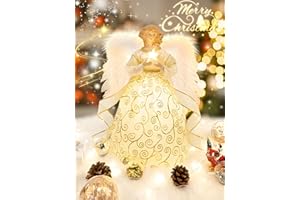 MACTING Engel Weihnachtsbaumspitze mit Licht, 31cm Engel hristbaumspitze, Baumspitze Weihnachten, Weihnachtsdeko, Christbaumschmuck, Weihnachtsbaumschmuck