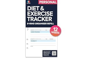 NBplanner Personal Diet and Exercise Tracker Organiser Refill Planner Insert Filofax Compatible English (Diet & Exercise)