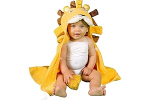 alenyk Asciugamano Neonato con Cappuccio – Accappatoio Bimbo 100% Spugna di Cotone Naturale Bio,Ultra Morbido e Assorbente,Simpatico Leoncino,Bagnetto Neonato,AMPIE DIMENSIONI 70x90 3mesi-2anni