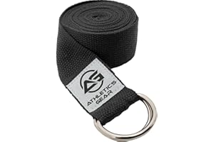 ATHLETICS GEAR AG Yoga Strap Belt with Metal D-Ring Buckle, 6ft long & 1.5 inch wide, Made with Durable Cotton for Stretching and Flexibility