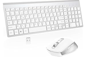 GALENMORO Clavier Souris sans Fil - AZERTY Silent USB Compact Clavier de Souris Pleine Taille Ergonomique pour PC/Ordinateur/Laptop/TV/Windows …