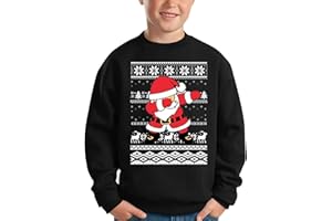 BesserBay Kinder Weihnachtspullover Weihnachtsmann Druck Weihnachten Sweatshirt Unisex 110-164