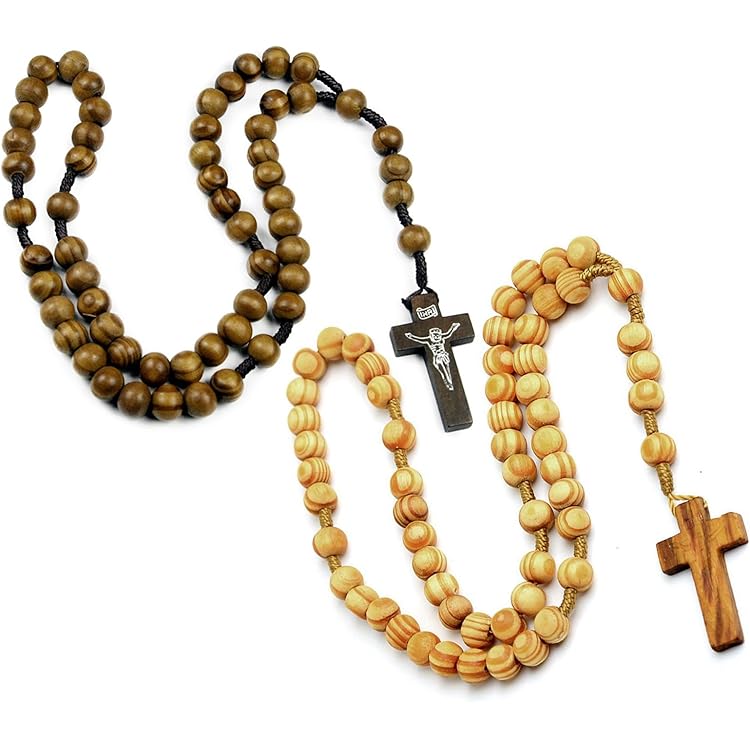 Lot De 2 Colliers Chapelet Catholique Avec Pendentif Croix En