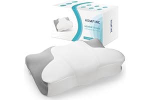 HOMFINE Cervical Contour Pillow for Neck Pain Orthopedic Pillow for Neck Shoulder Pain Support Ergonomic Memory Foam Pillow for Side/Back/Stomach Sleepers with Removable Breathable Case (Grey)