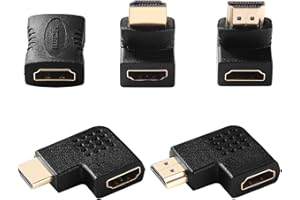 KUOQIY 5 PCS HDMI Angled Adapter Combo, 90 Degree and 270 Degree Right Angle, 90 Degree Left and Right Angled Vertical Flat HDMI Adapter, HDMI Female to Female Connector