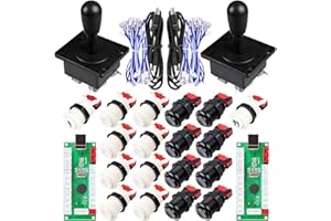 EG STARTS Classic Happ Style Arcade DIY Parts Kit para 2 jugadores USB Mame Project Juegos y Raspberry pi 2 3 3B Blanco y Negro Color